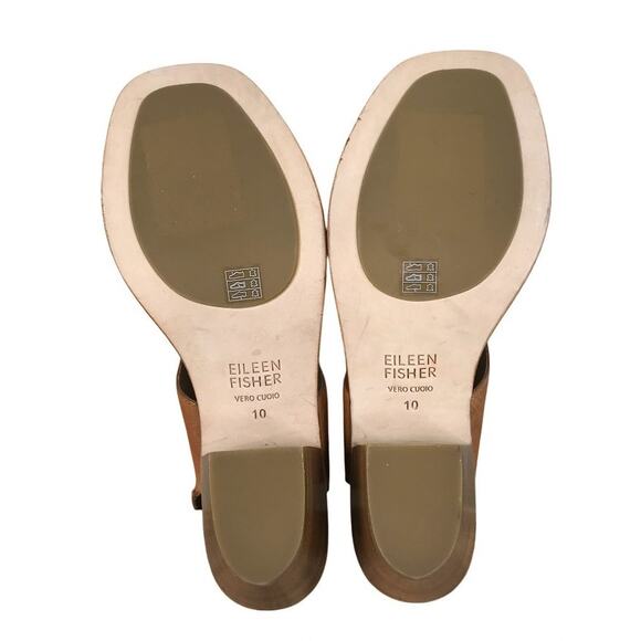 EILEEN FISHER Arts Ankle Cuff Leather Sandals Sz 10 Brown Stylish City Soft NWOB - Picture 10 of 11